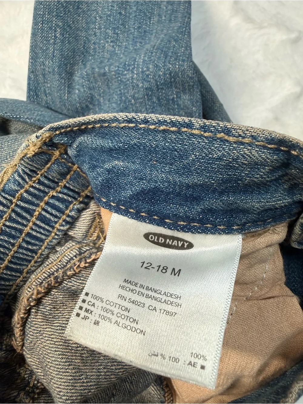 Old Navy Kids Dark Blue Denim Jeans with Faded Wash 12-18M